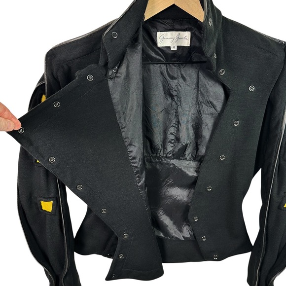 VTG Jimmy Gamba Avant-Garde Black Wool Military Jacket | Made in USA | Size 4 XS - Picture 6 of 16